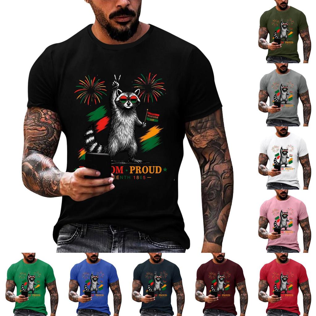 Men's Juneteenth Freedom Proud Graphic T-Shirt Black History Celebration V-Neck Tee Casual Wear