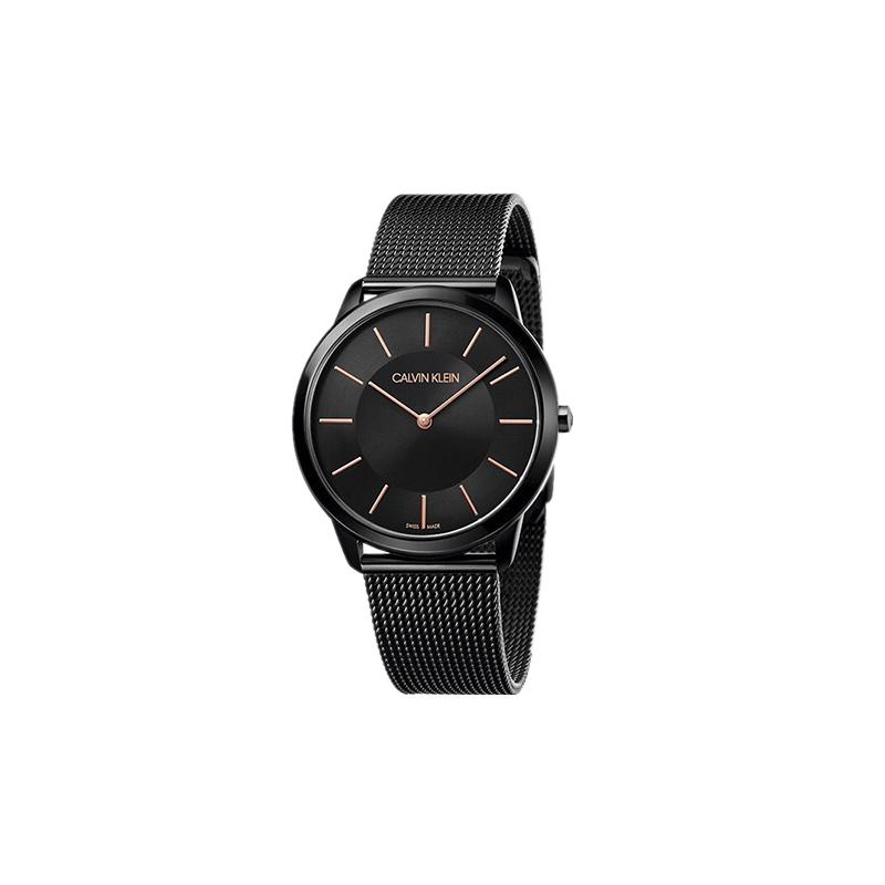CALVIN KLEIN Montre Quartz  Bracelet Acier Inoxydable 35mm Cadran Noir &Eacute;tanche 30M Montres Unisexes Argent K3M22421 Black Dial