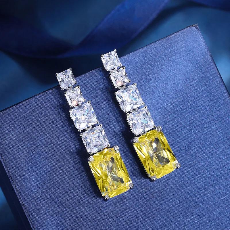 Yellow Zircon, Niche Design, Cool Style, Fresh and Elegant Accessories, High-end Trend, Personalized Fashion Earrings
