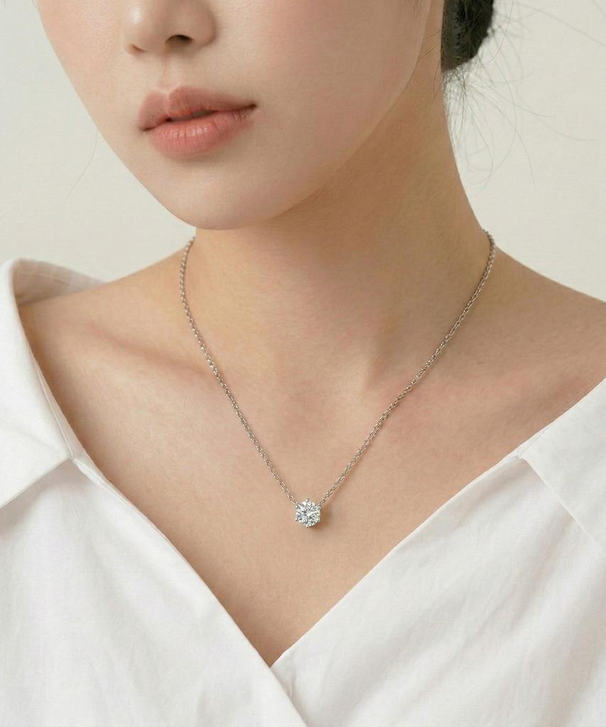 Dieuamour Pure Aura Moissanite Necklace 1 Carat 1 Stone Simulated Diamond 6-Prong