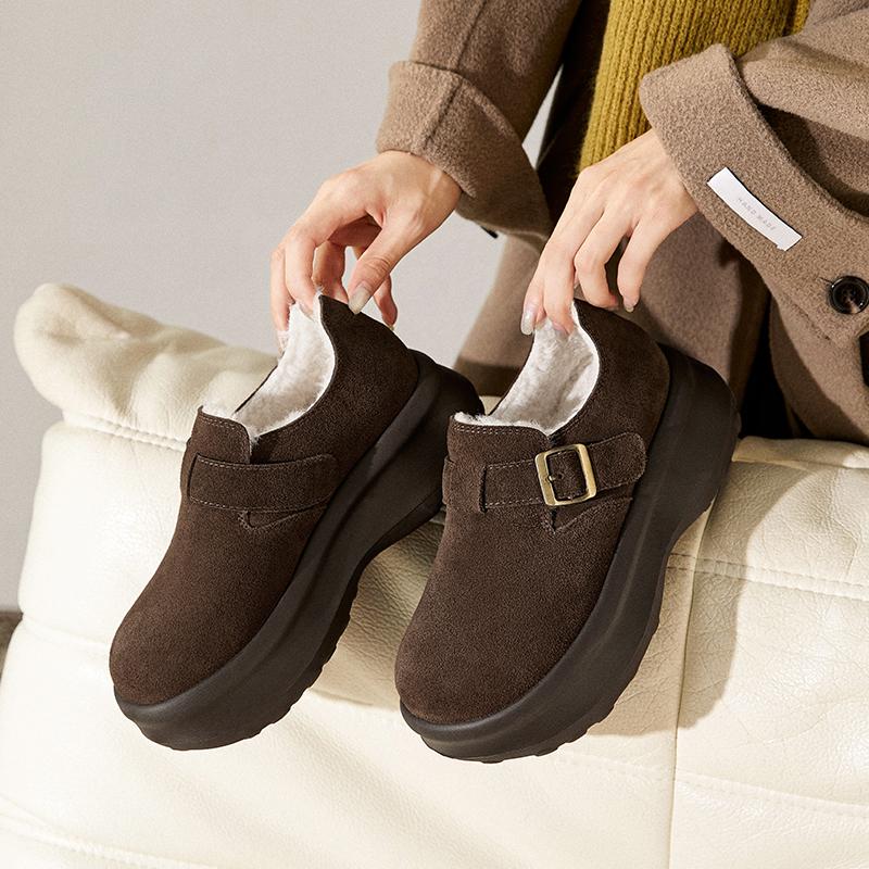 

Интернет-знаменитости с той же хлебной обувью Birkenstock 6.5 вельветовые теплые туфли на платформе на липучках женские ретро одинарные туфли с увеличением роста 40