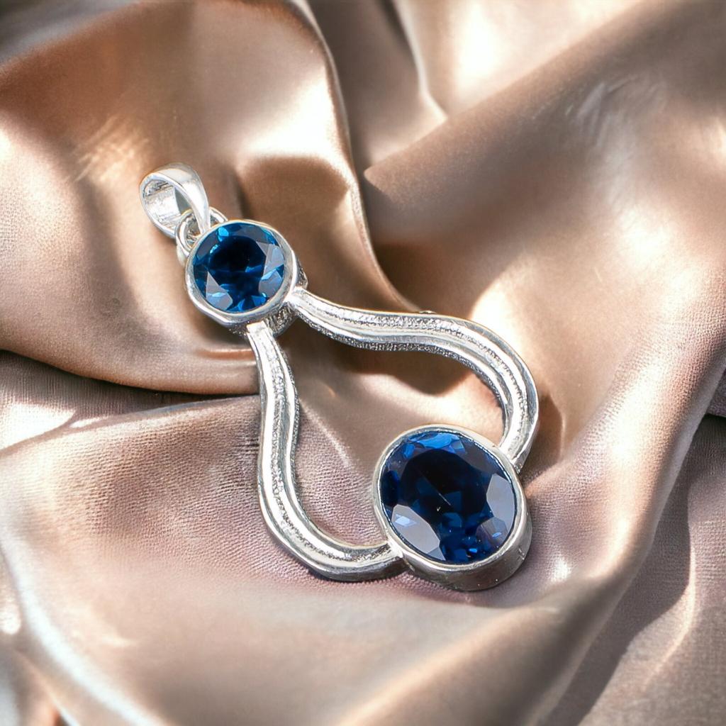 925 Sterling Silver Multi Gemstone Fashionable Jewelry Pendant 1.51" For Gift CP-4