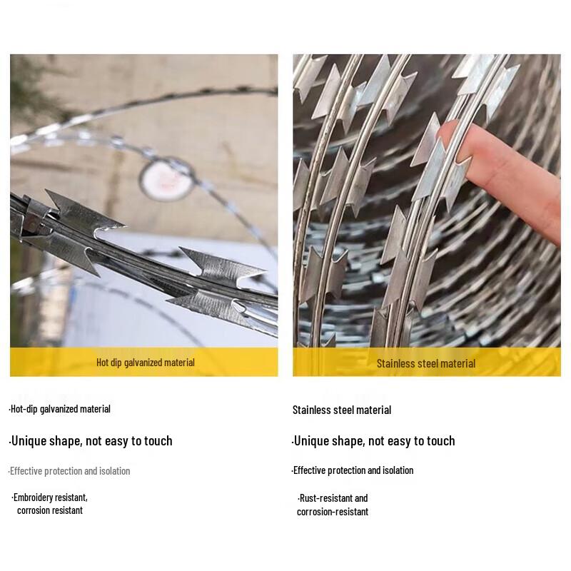 High-Security Galvanized Double Helix Razor Wire