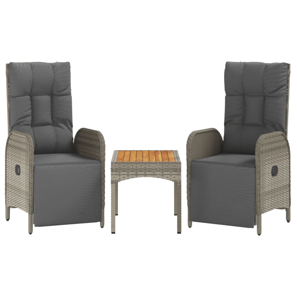 Vidaxl 4-Cz. Garden Furniture Set, Cushions, Grey PE Rattan