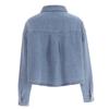 Shop   Women Semi Cropped Collar Neck Button Open Denim Long Sleeve Shirt Dark W