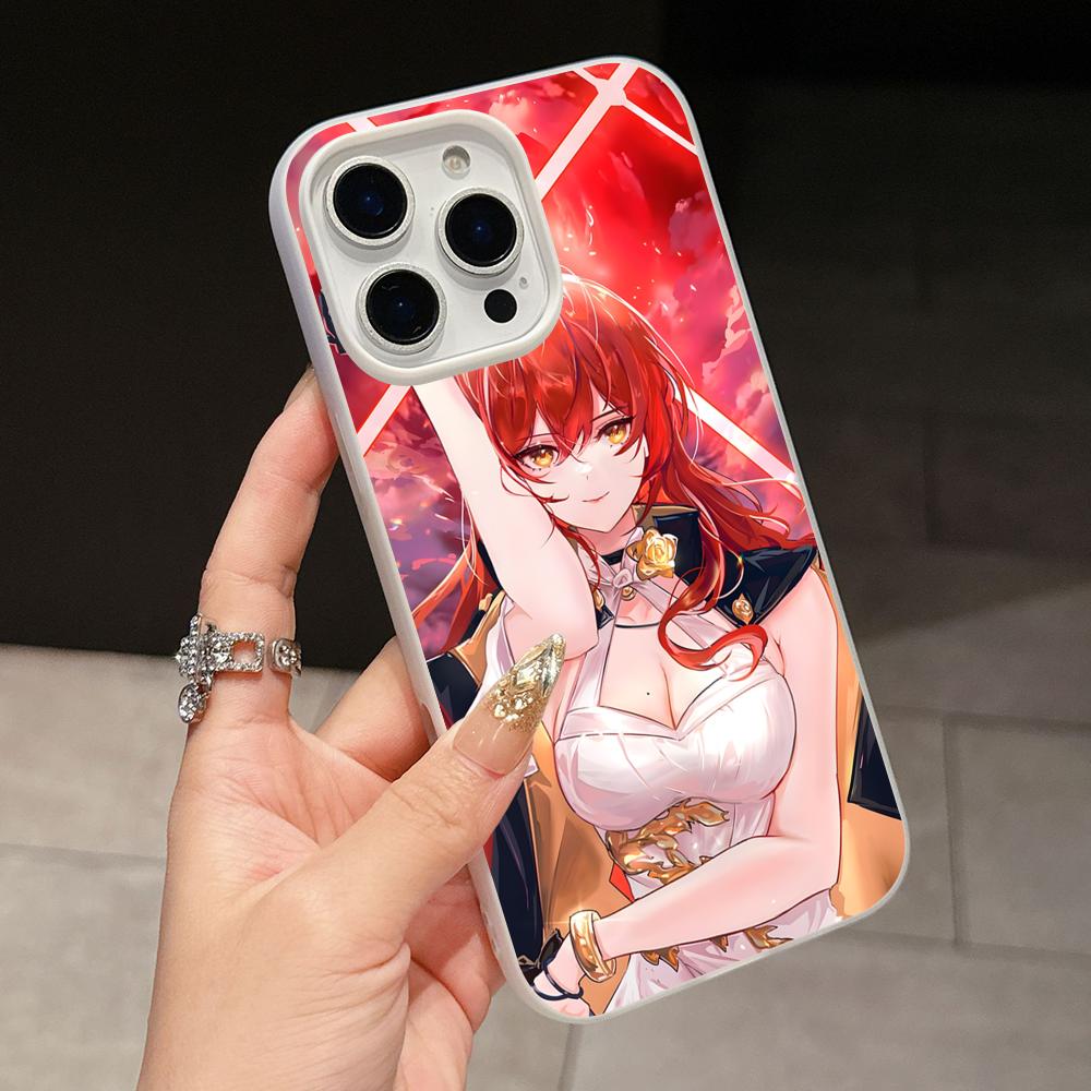HSR Himeko Jelly Double layer White Mobile Phone Case for iPhone 17 16 15 14 13 12 11 Air Pro Max Plus Protective