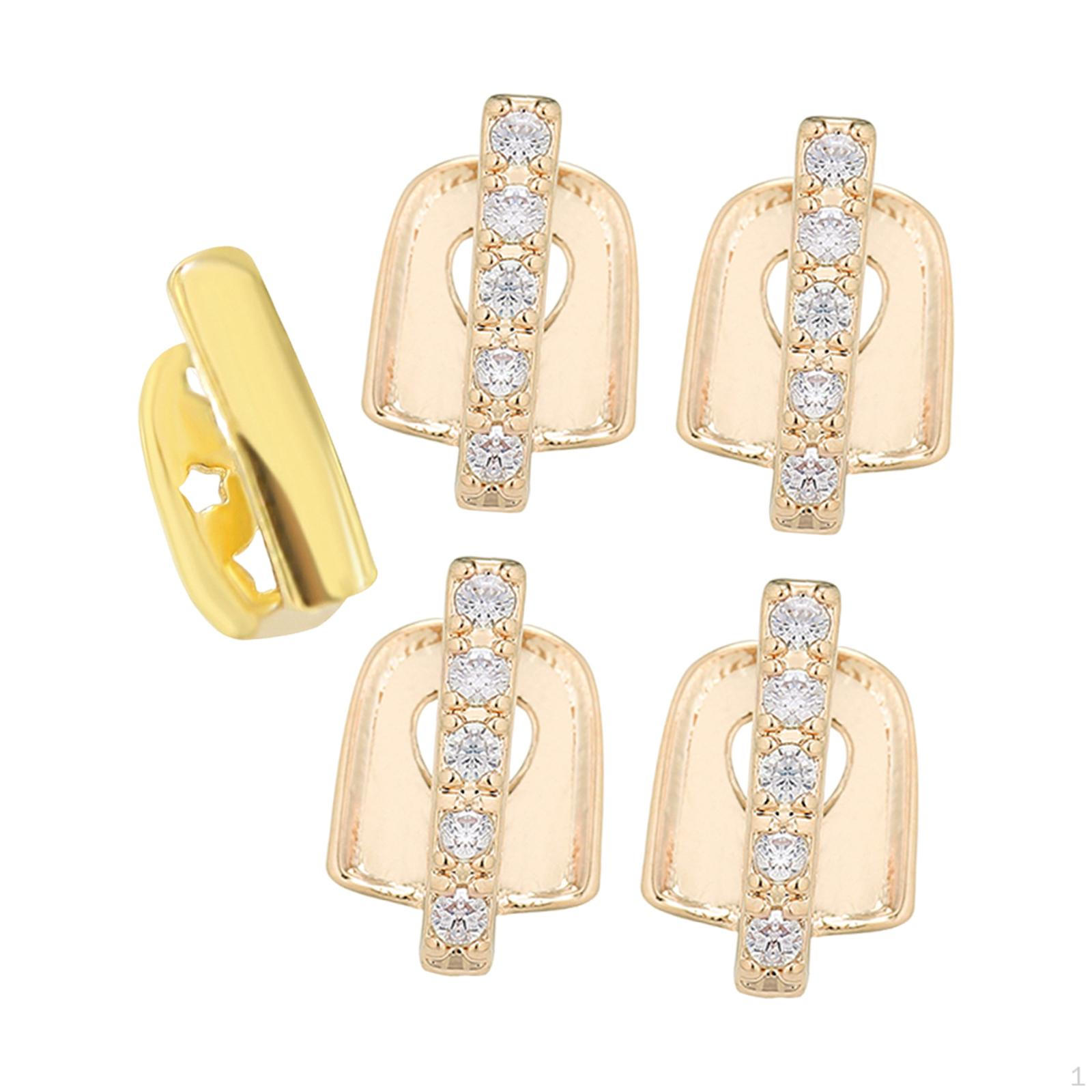 

5x Grills for Your Teeth Gifts Men Women Halloween Tooth Cap Gap Grillz золотой