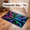 City Cyberpunk Theme Crystal Velvet Floor Rug Personalized Custom Name Text Warm Carpet Home Decoration