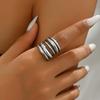 Stainless Steel Metal Multi-layer Line Wide Rings For Women Men Punk Hip Hop Gold Color Shell Geometric Ring Jewelry Gifts