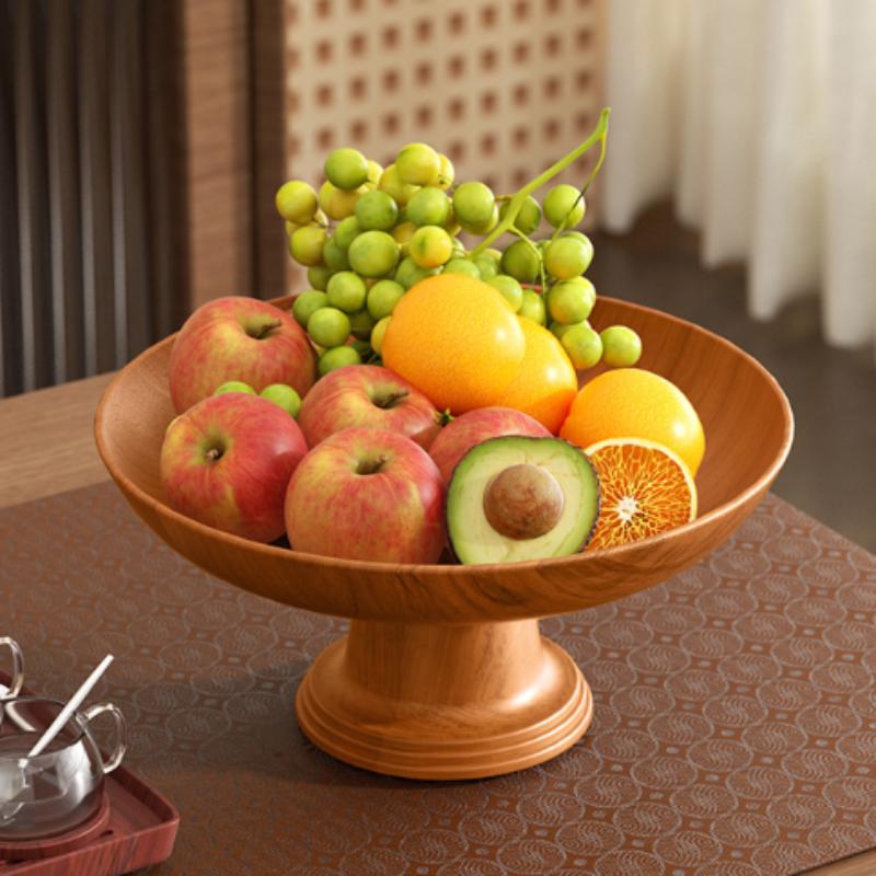 Nordisch Retro Holz Snack Obstschale Abnehmbare Obstplatte Hohe Fußplatte Heim Schreibtisch Lagerregal