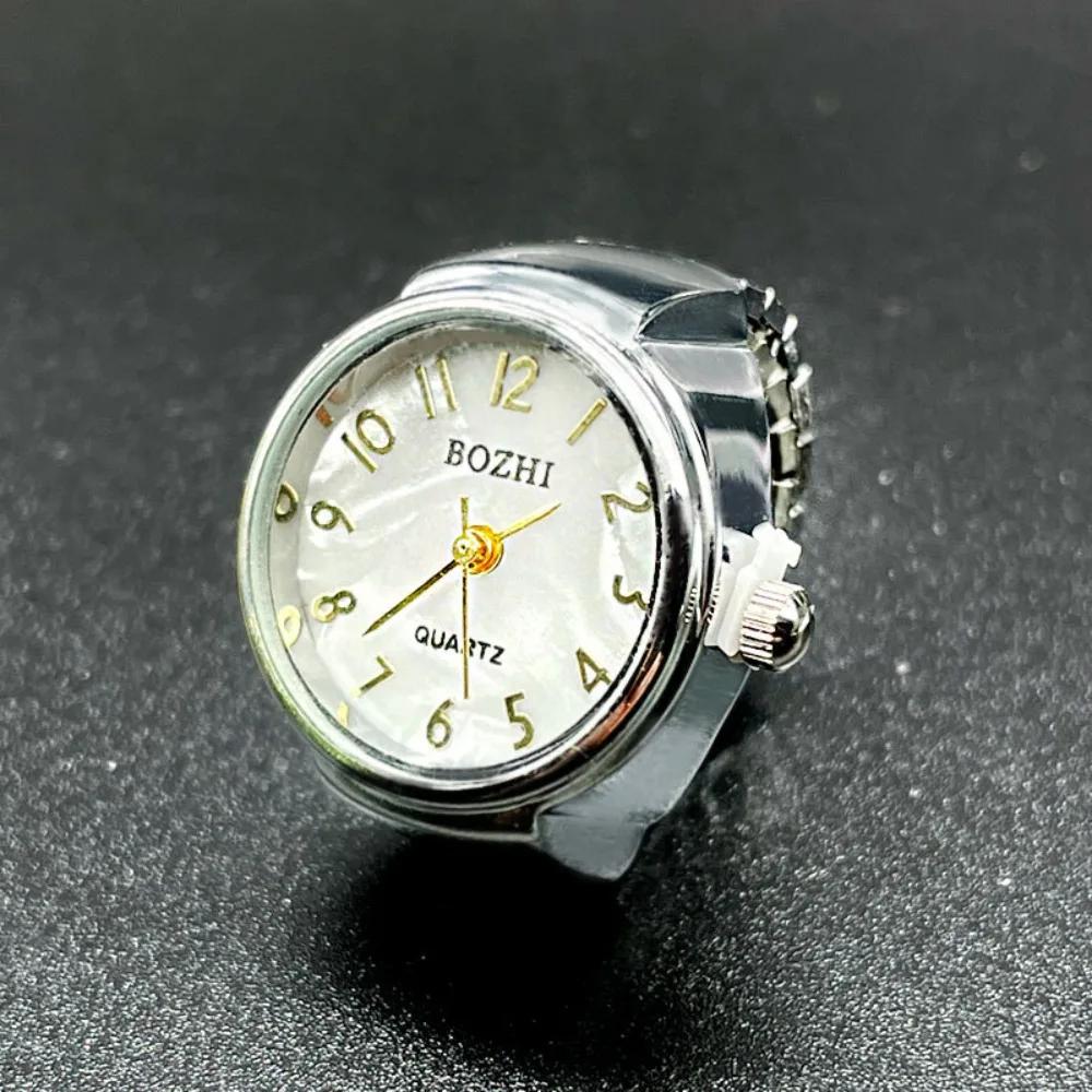 

Finger Watches Round Golden Silvery Quartz Men s and Women s Simple Watches Ring Jewelry resizable