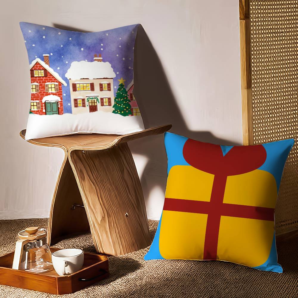 Christmas Pillow Case Sofa and Living Room Decorative Cushion Covers Dust-proof and Mite-proof Invisible Zipper