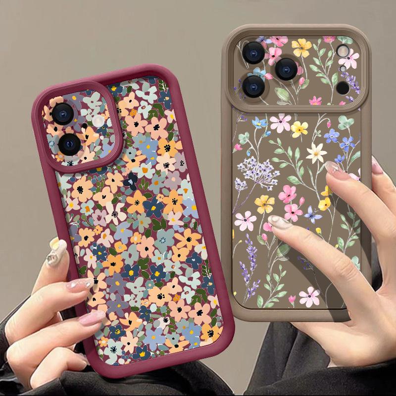 Vintage Floral Pattern Case For iPhone 17 Pro Max Shockproof Bumper Soft Cover For iPhone 16 15 14 13 Pro Max 16E 17E