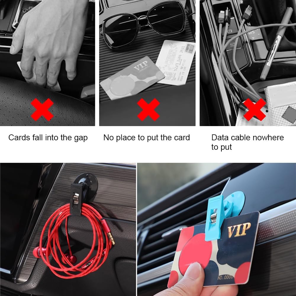 4pcs Car Suction Cup Clip, Car Glasses Clip, Car Window Sunshade Cloth Clip, Ticket Clip, Multifunctional Office Card Clip