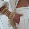 Weave Metal Wire Drawing Bangle Geometry Vintage Bracelet Adjustable Exaggerated Bracelet  Party