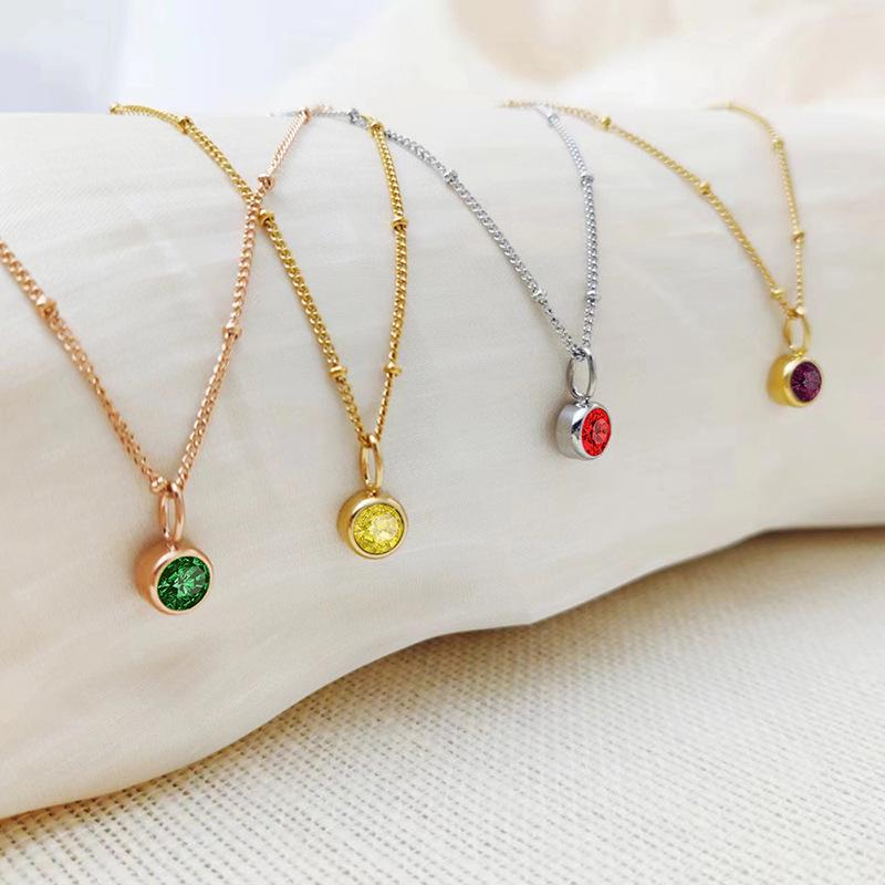 December Birthstone Rhinestone Pendant Necklace - European Women's Fashion