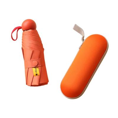 UV-Licht oder mehr UV-Faltlicht-Wärme für sonnige und regnerische Tage, leicht zu UV-Sonnenbrand, UV-faltbar, winddicht und Wasseraufbewahrungsbeutel, orangefarbener Sonnenschirm,