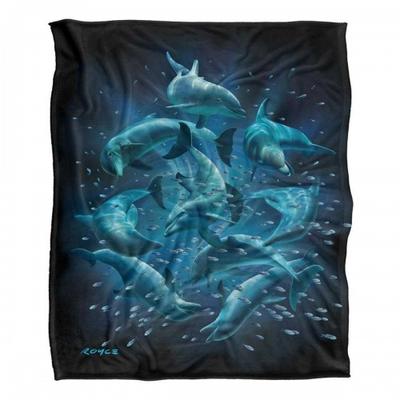 Royce McClure Silky Dolphin Twister Dark Water Supersoft Blanket