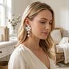 Elegant Baroque Imitation Pearl White Flower Drop Earrings For Women Dainty Dangle Earrings Banquet Party Jewelry Gift