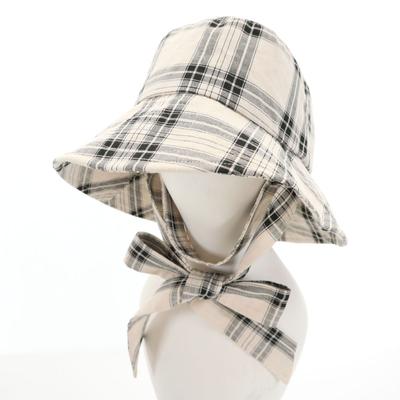 VIS Breitkrempig mit Band Karomuster Fischerhut 57.5 Weißes System Damen Gebraucht