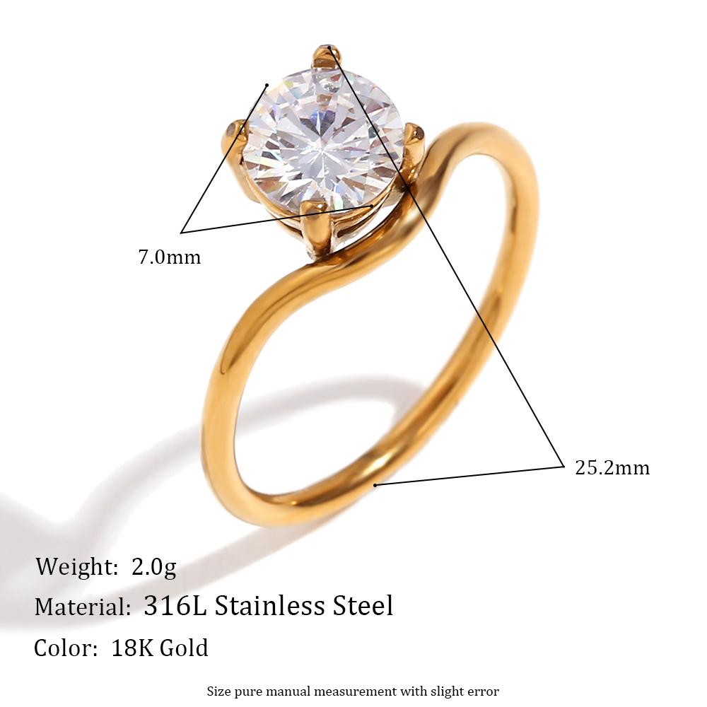E.B.belle Water Droplet Shape Rhinestone Distortion Ring Gold/SIlver Color Stainless Steel Jewelry For Women Fashion Charm Gift