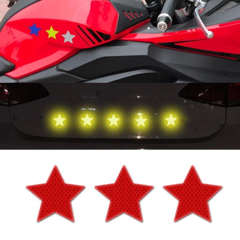 10pcs Reflective Star Decals for Car Motorcycle Night Visibility Safety Stickers Enhanced Nighttime Safety Easy To Apply