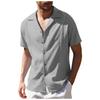 Mens Linen Style Short Sleeve Solid Shirts Casual Fit Formal Dress Top Tee Shirt