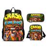 Crash Bandicoot backpack, pencil case, shoulder bag, 3Pcs Set, cartoon print, best school outdoor travel companion for students