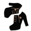 Fashion Ankle Boots Women High Heels Shoes Thick Sole Booties Sexy Fashion Chain Decorate Patchwork Lace Up Ankle Boots