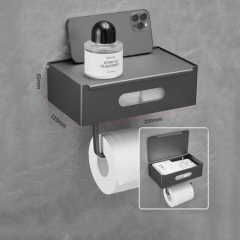 Gun Gray 304 Stainless Steel Bathroom Paper Roll Holder Wall-mounted Toilet Tissue Box Paper Towel Rack Bathroom Accessories