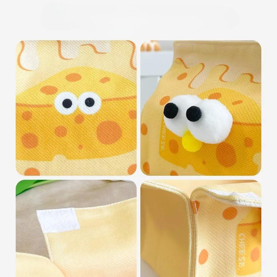 Cheese Cartoon Tissue Box New Multi-purpose Fabric Drawer Paper Box for Living Room Cute Simple Desktop Tissue Holder Organizer