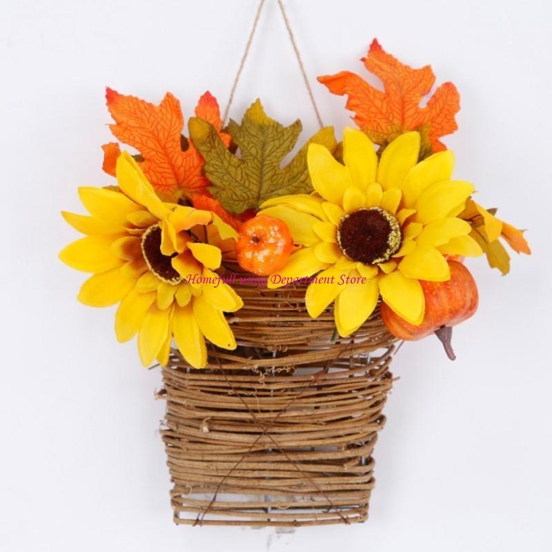 Flower Arrangement Small Flower Basket Rattan Basket Pendant Interior Decoration Handmade Flower Basket Pendant