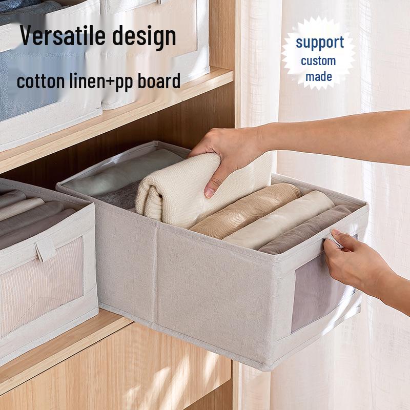 Cross-Border Cotton Linen Storage Organizer with Visible Window