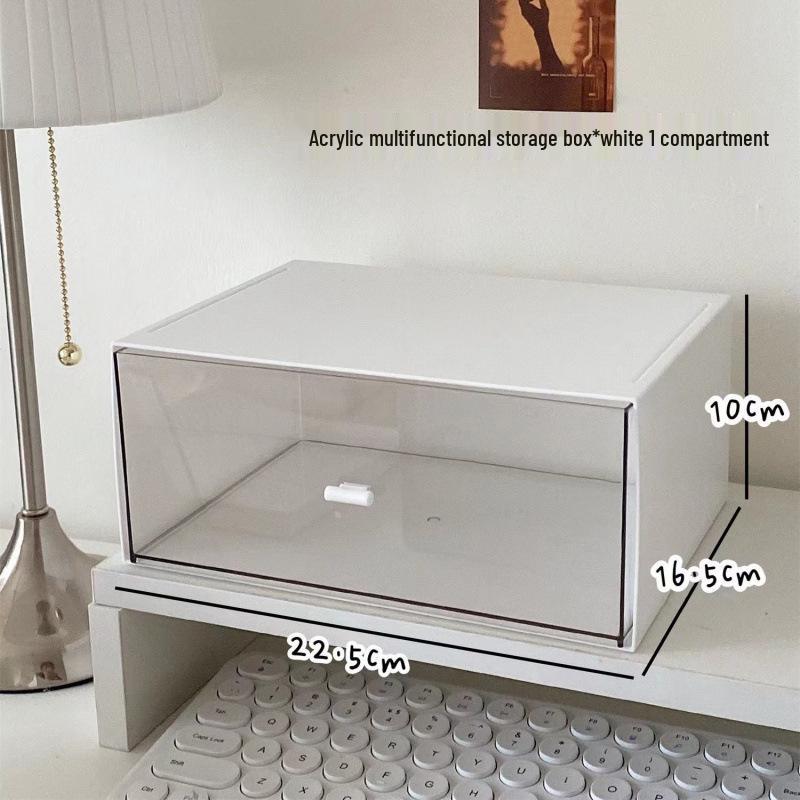 Акриловый органайзер для стола: Прозрачный ящик для хранения с выдвижными ящиками для офиса, студенческих канцелярских товаров.