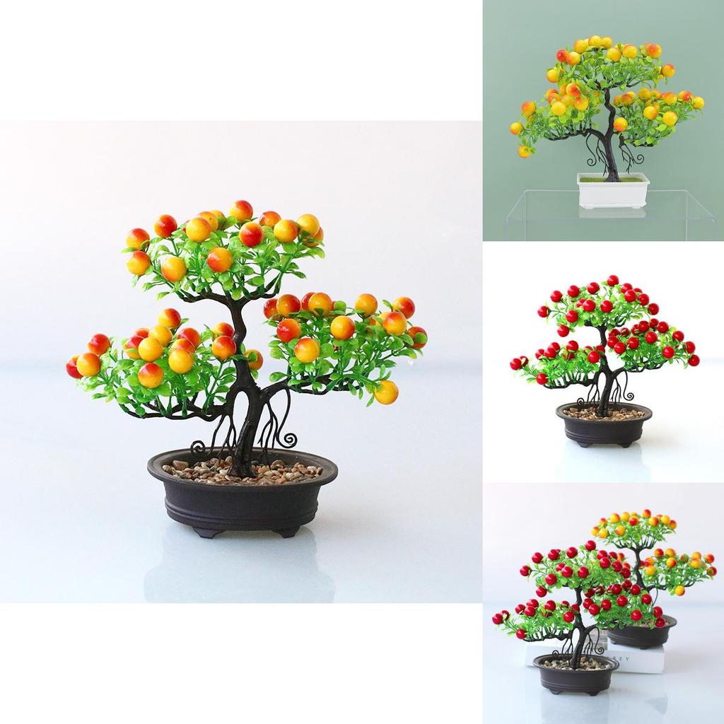 Fake Fruit Potted Plant Ornament With Plastic Craft For Living Room Desk Decor