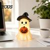 Halloween Ghost Figurine Figurine, Cute Resin Holding Pumpkin Whimsical Statue for Desk Tabletop Indoor Home Decor Healing Room Accessory