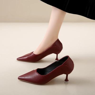 Luxury Pumps Shoes for Women Heeled Woman Medium Heel Stiletto Heels High Sandal 2024 Elegant Brown Small Heel Sexy
