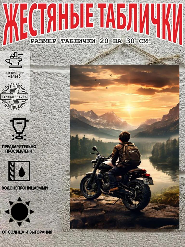 Motocross Rider Metal Sign, Off-Road Motorcycle Wall Art Decor for Garage, 20x30 Cm