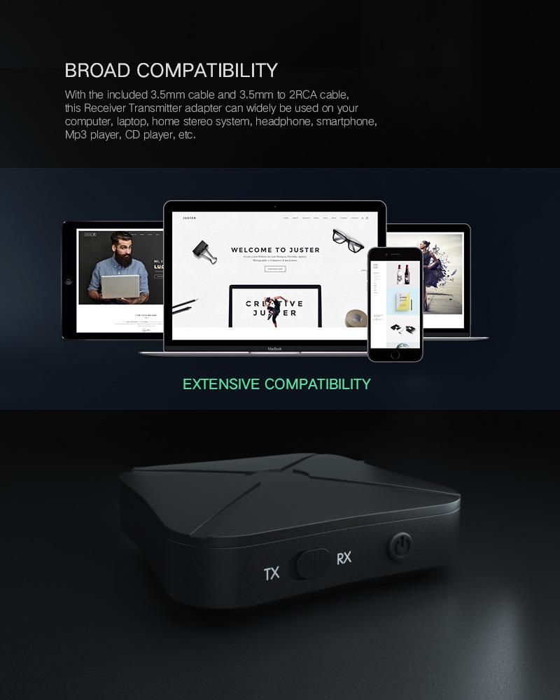 Bluetooh 5.4 Adapter: 2-in-1 Audio Transmitter & Receiver