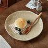 Retro Wind Wave Pattern Plate Ceramic Shot Special-Shaped Plate Household Vegetable Plate Dessert Plate Steak Plate Tableware Large Plate
