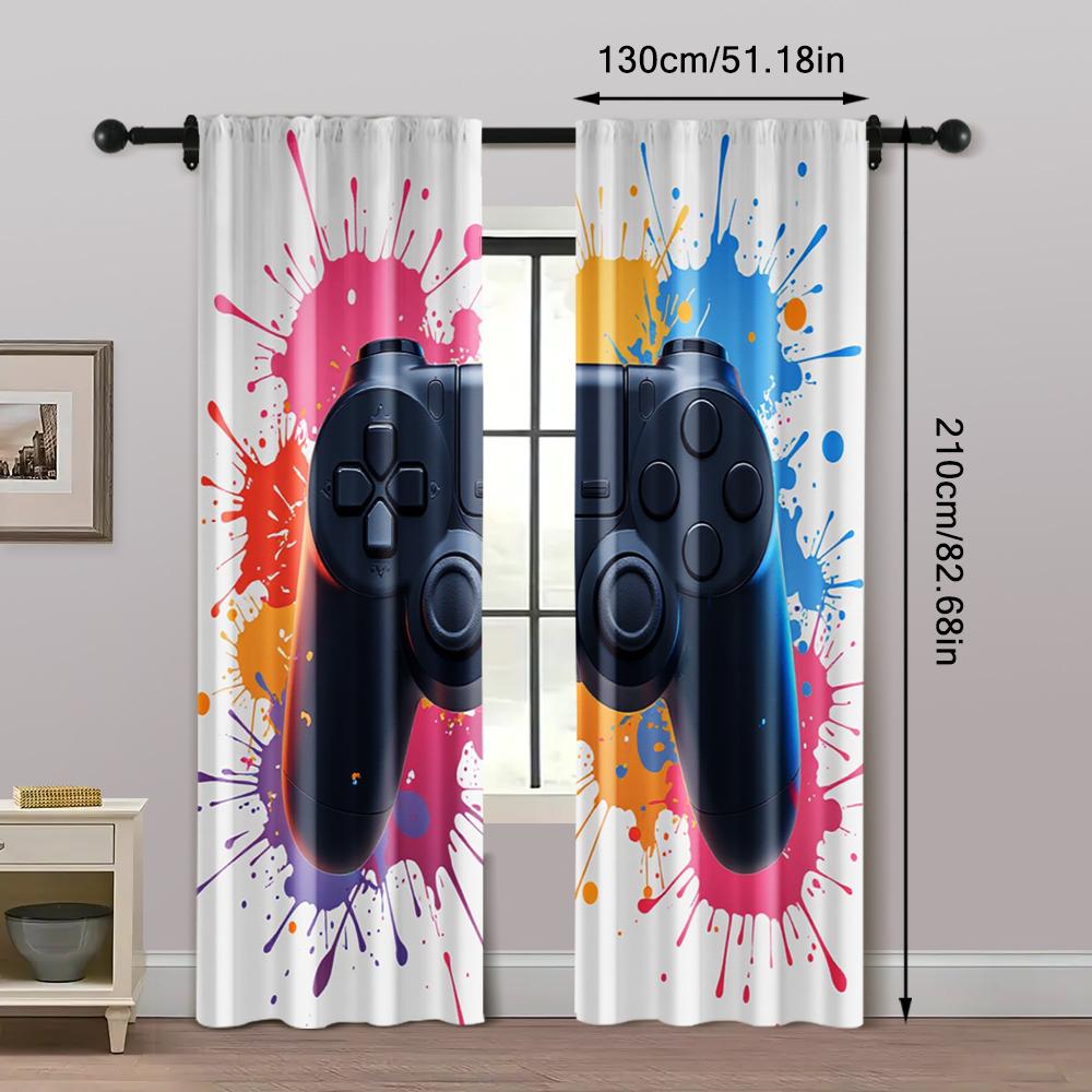 2pcs   Curtains&Drapes Vibrant Gamer Room Machine Washable (without Rod) Thermal Insulation   and Room Darkening Functions Perfect