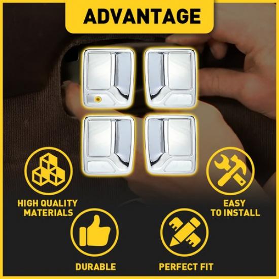 Chrome Door Handle Covers For Ford F-250 F-450 F-350 Super Duty 4Doors 1999-2016