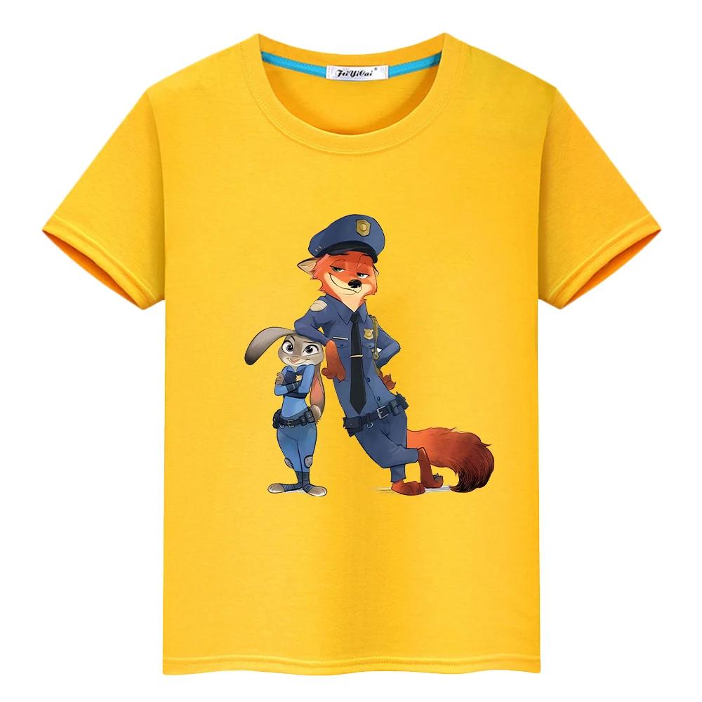 Zootopia 2 Print T-Shirt für Kinder Jungen 10 Jahre 100% Baumwolle Kawaii Oberteile Anime Kurz Pride T-Shirt y2k One Piece Mädchenkleidung