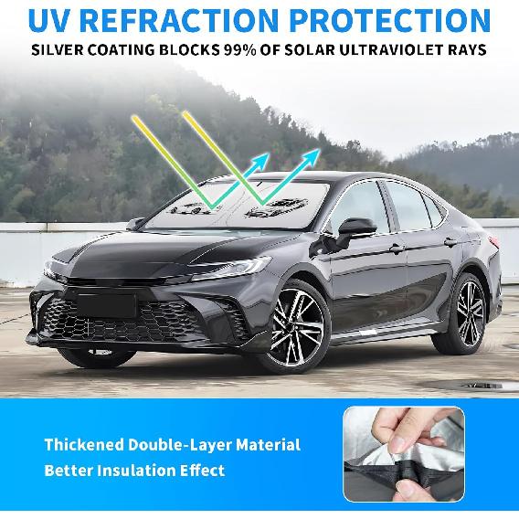 Thickened 2-Layer Windshield Sun Shade Fit for Toyota Camry XV80 2025 Car Front Window Covers Sun Visor Protector Foldable Blocks UV Rays Sunshade