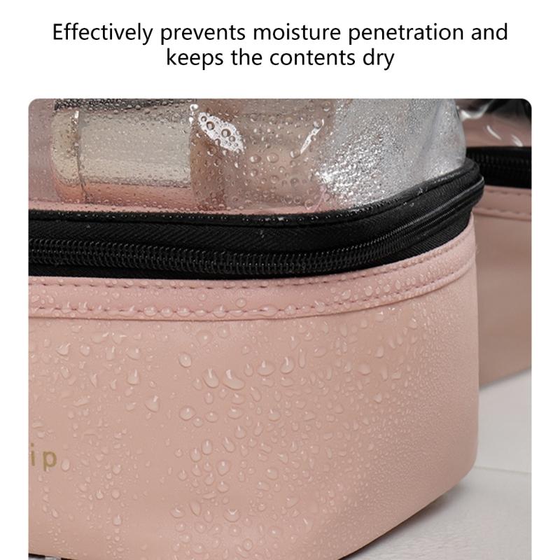 Simple Double Layer Cosmetic Pouches Versatile Makeup Container Bag with Double Layer Designs for Office and Vacation