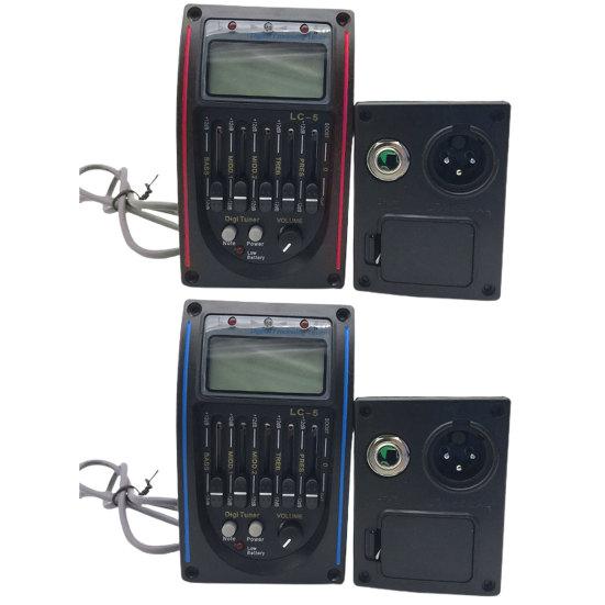 1 Set LC-5 Acoustic Guitar Pickup 5-Band EQ Equalizer System with Turner Backlight Adjustable Volume Control LCD Display Piezo Pickup Guitar