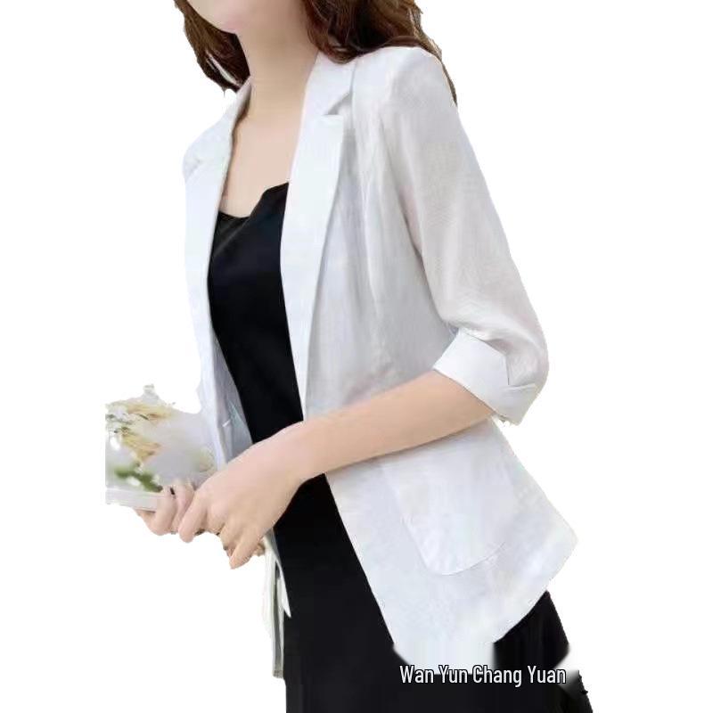 Leichter Damen-Leinenblazer: 2025 Koreanischer Stil, Professionell, Kurz, Vielseitige Sommer-Sonnenschutzjacke