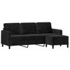 3 Seater Sofa with Footstool Black 180 Cm Velvet