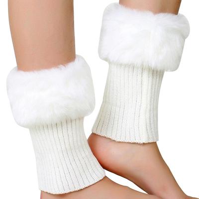 Faux Fur Solid Boot Knit Cuffs Boot Topper for Women Knitted Winter Ladies Comfy Knit Leg Warmers