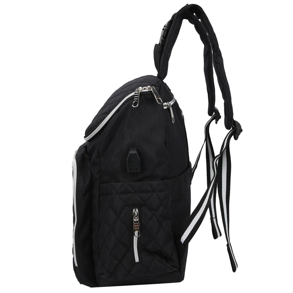 Oxford Cloth Backpack MultiFunction LargeCapacity Stroller Mother Bag Nappy Bag(Black )